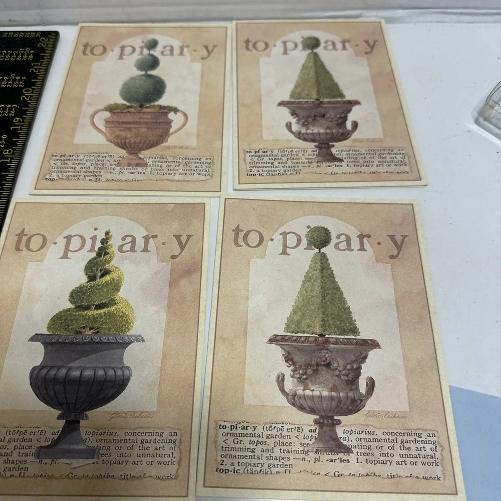 Postcard lot. 4- Topiary Cards‎ / Envelopes And 4 Café Malt 4 Cards / Envelopes